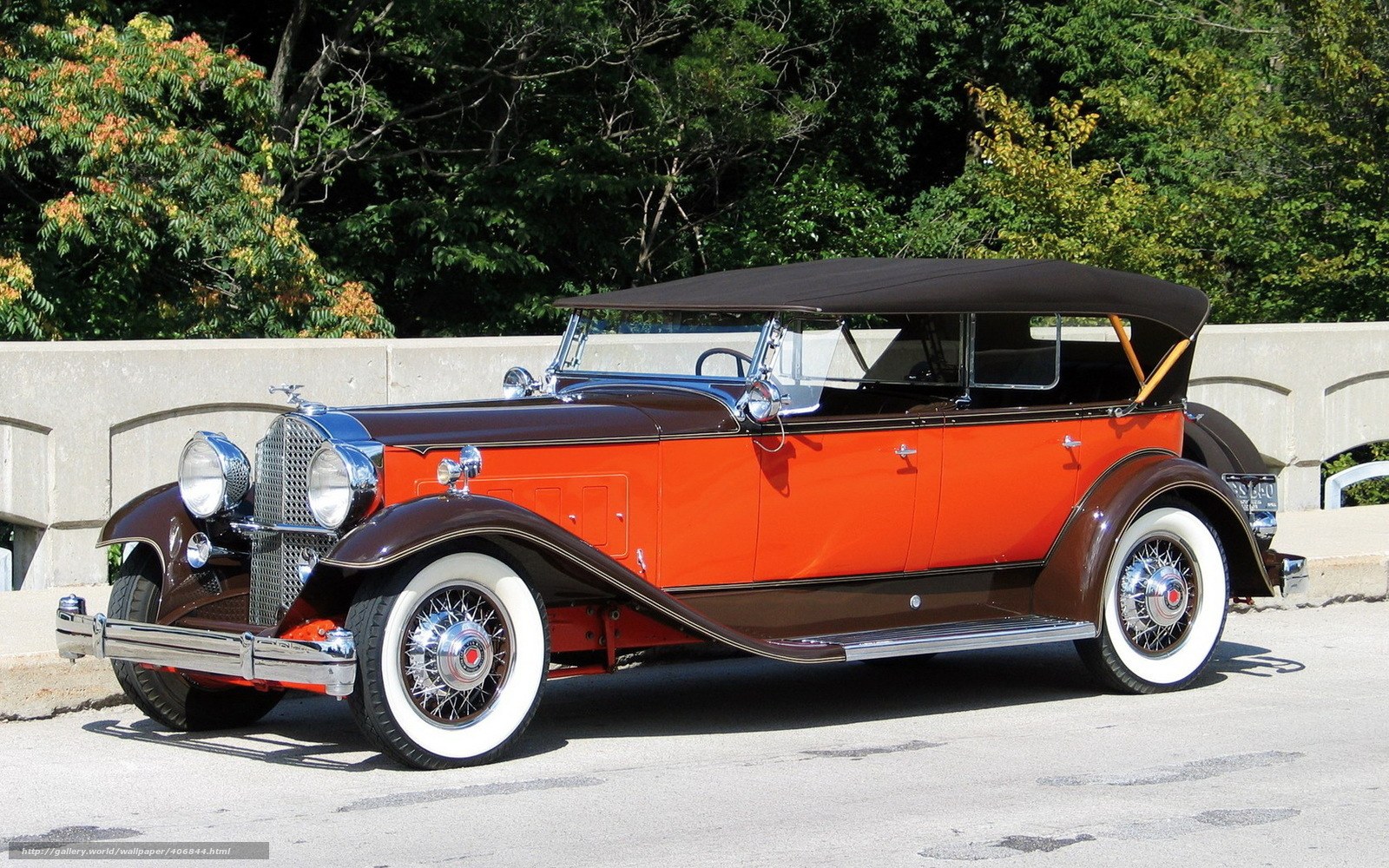 Classic orange and brown convertible