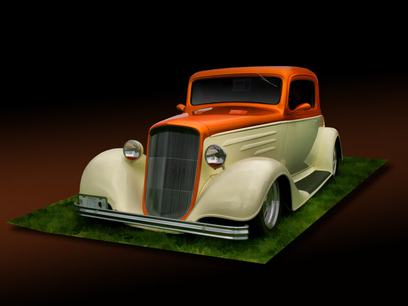 Classic Orange and Cream Car — Dramatic