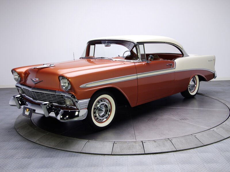 Classic orange and white car