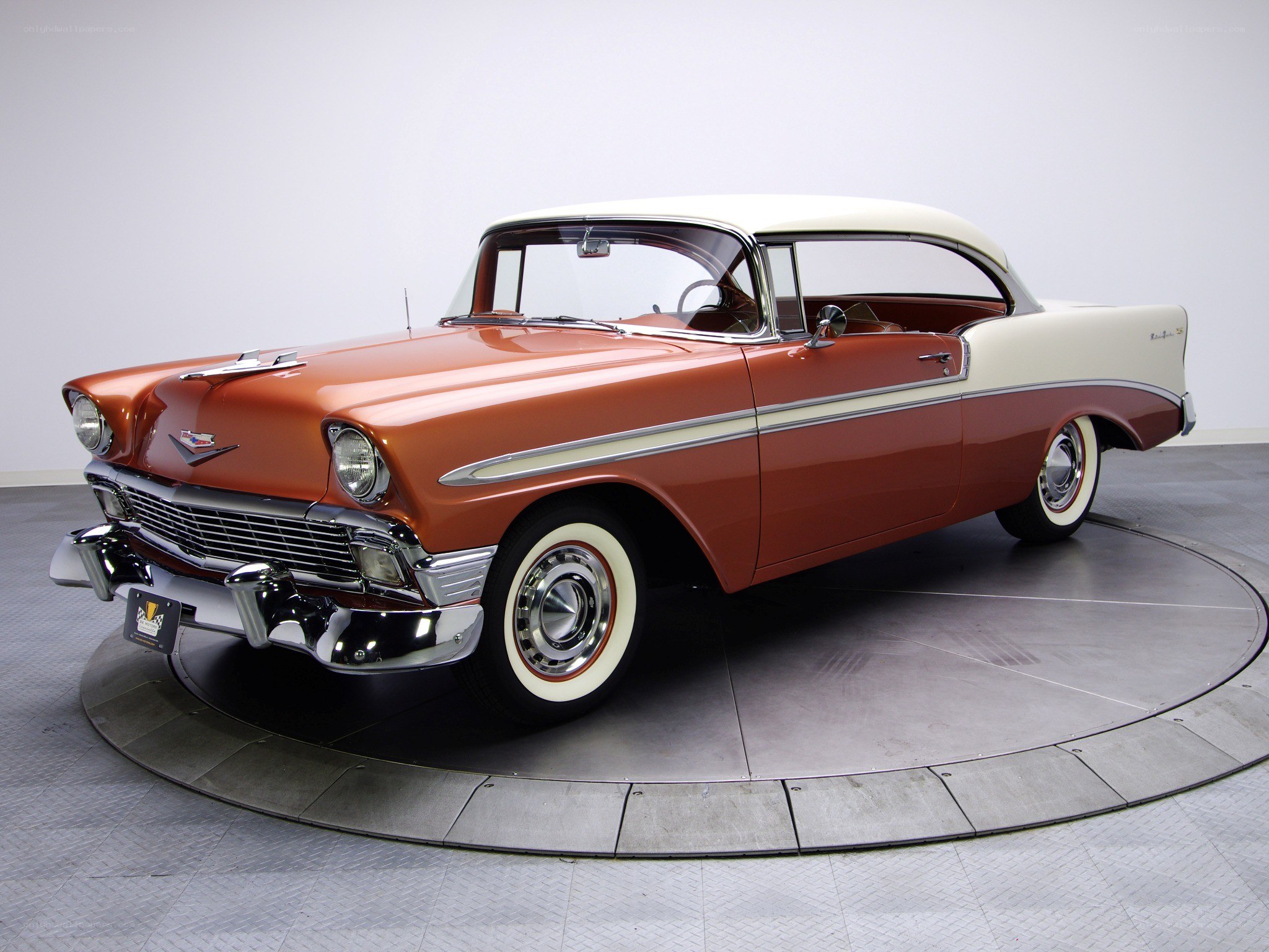 Classic orange and white car