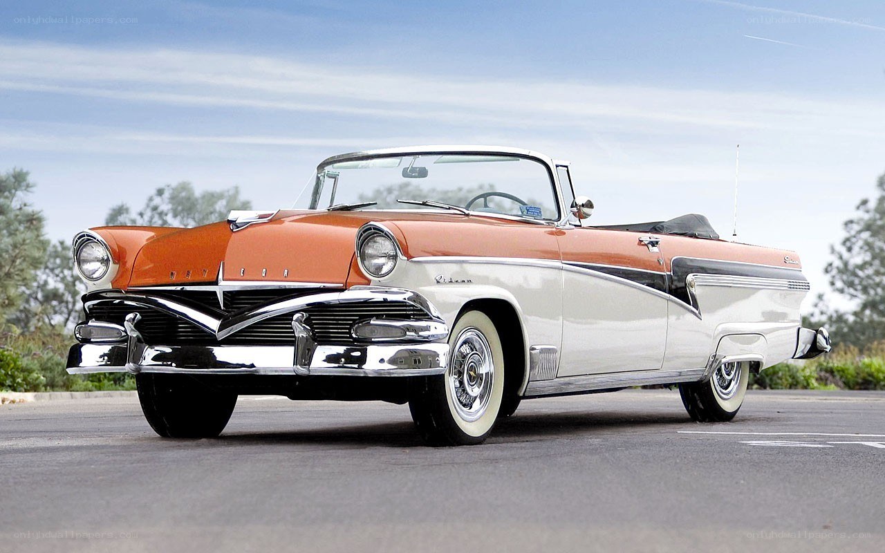 Classic orange and white convertible