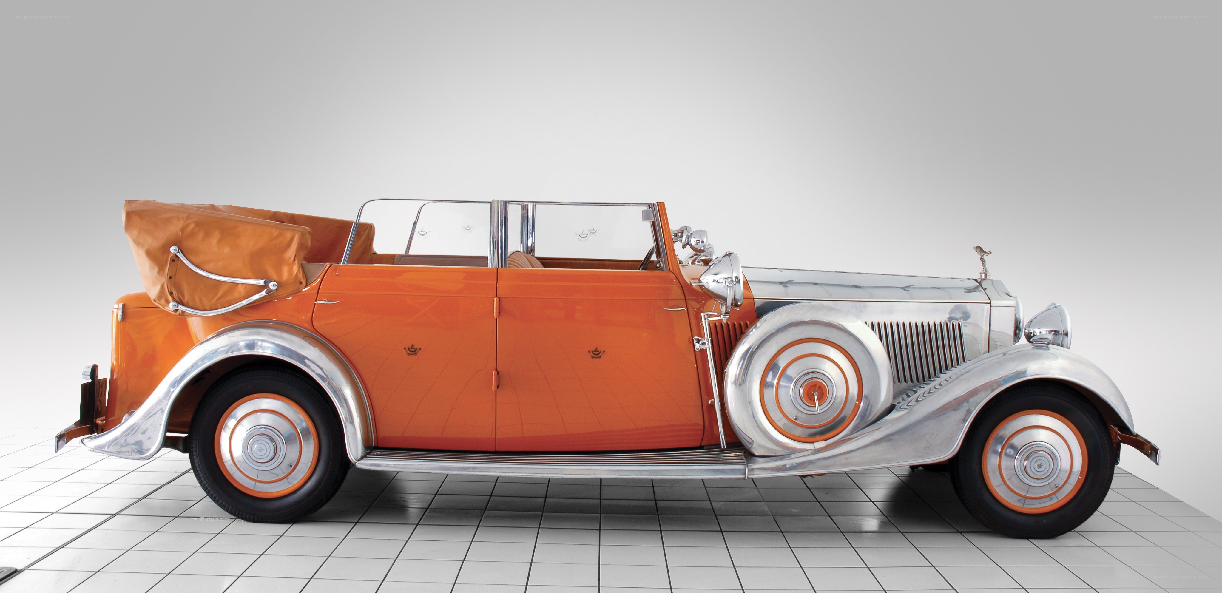 Classic orange convertible car