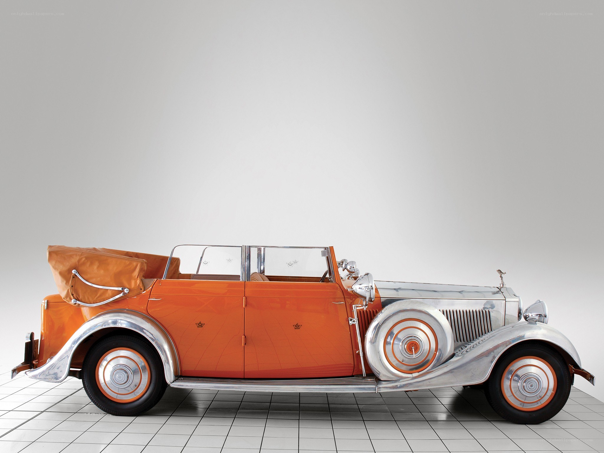 Classic orange convertible car