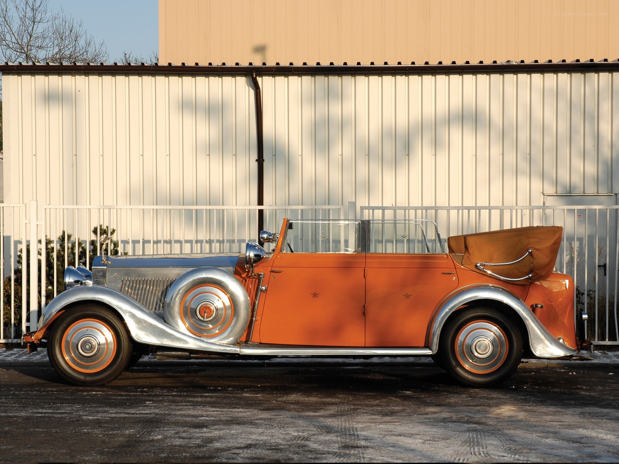 Classic orange convertible car