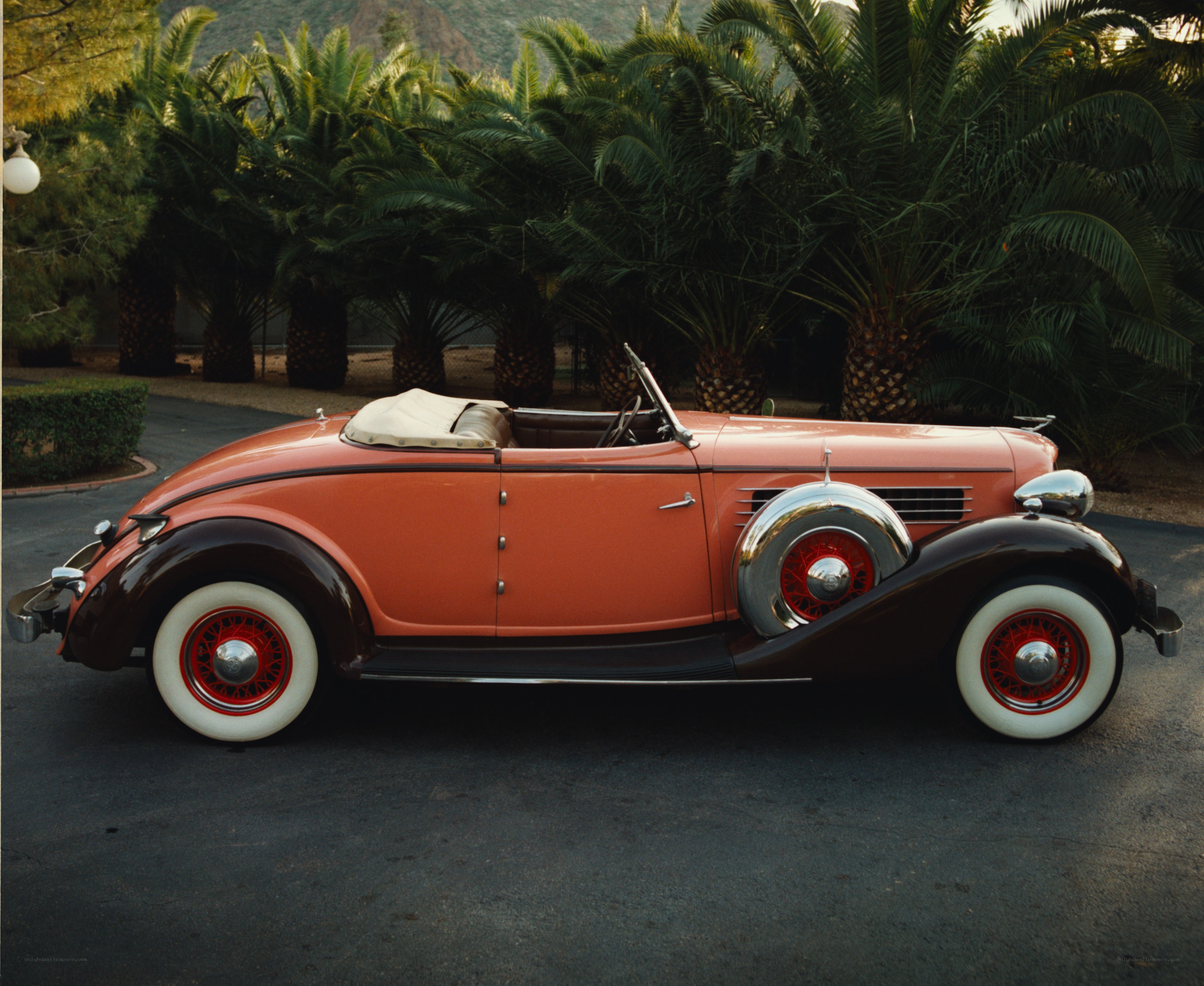 Classic orange convertible car