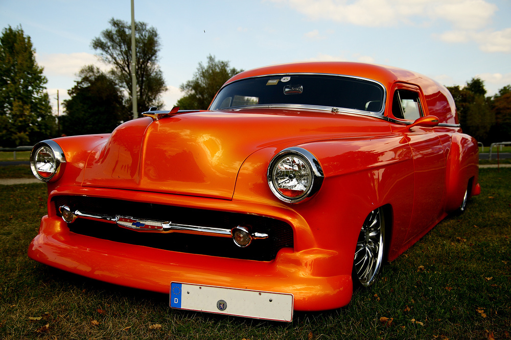 Classic orange custom car