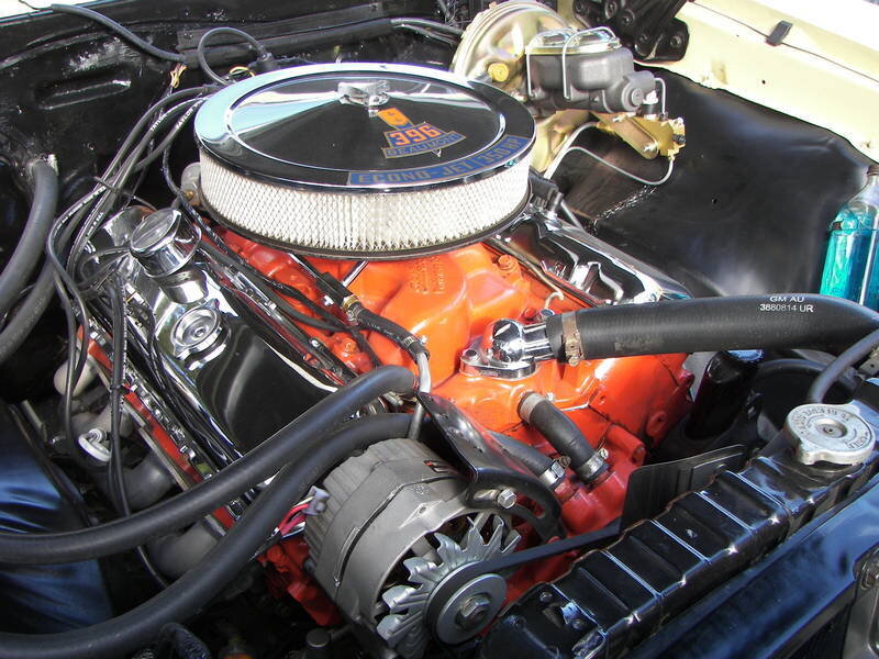 classic orange engine in car