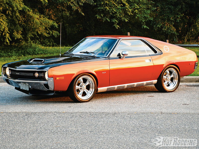 Classic orange muscle car