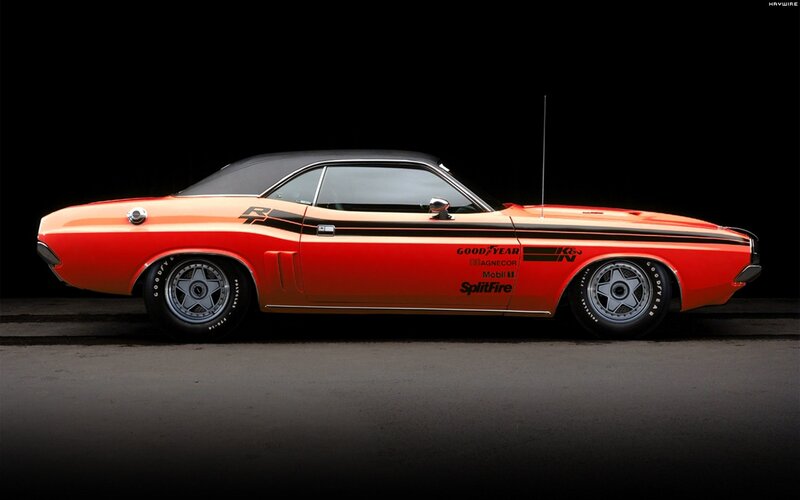 classic orange muscle car
