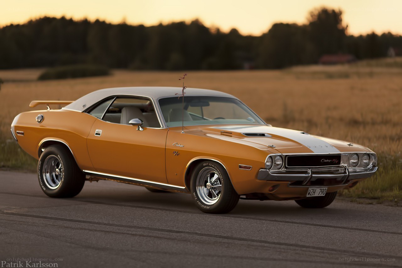 Classic orange muscle car