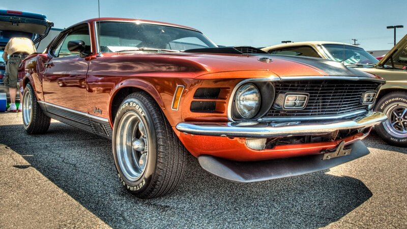 Classic Orange Muscle Car — Dramatic