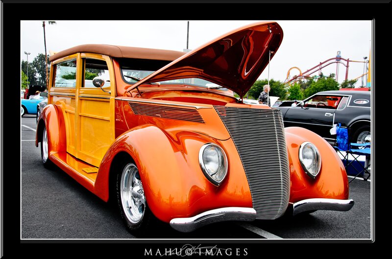 Classic Orange Woodie Car