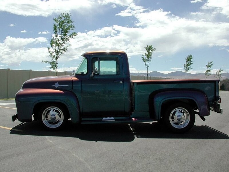 classic pickup truck in parking lot