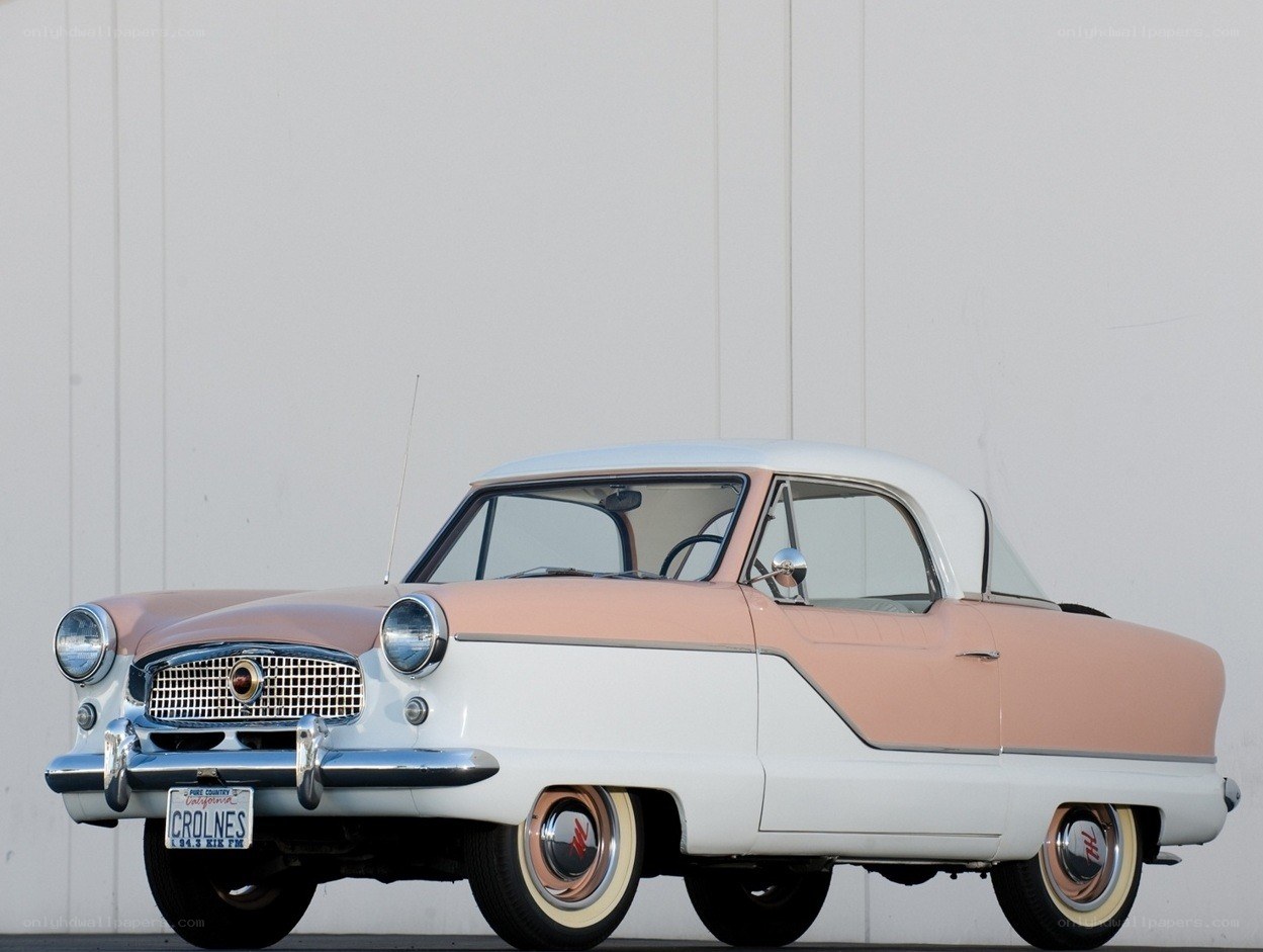 Classic pink and white car