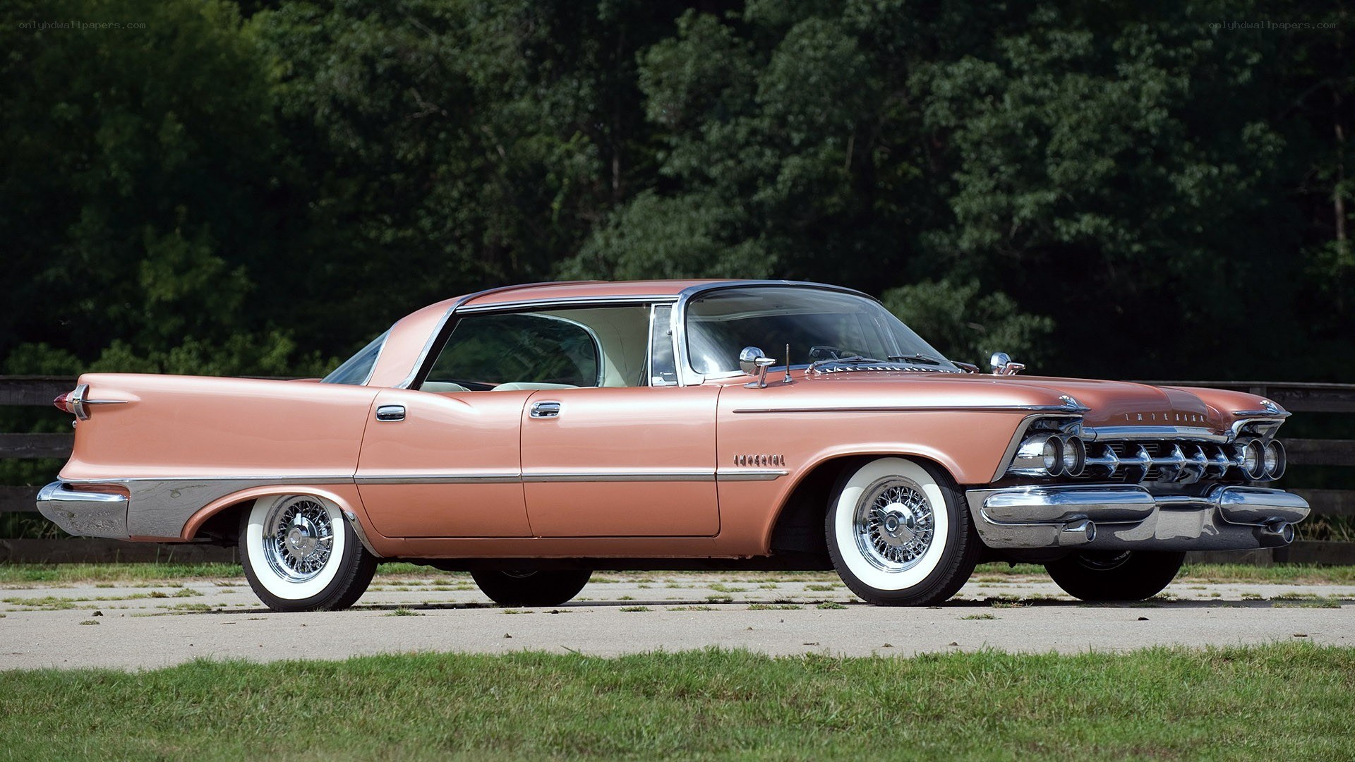 Classic pink car on display