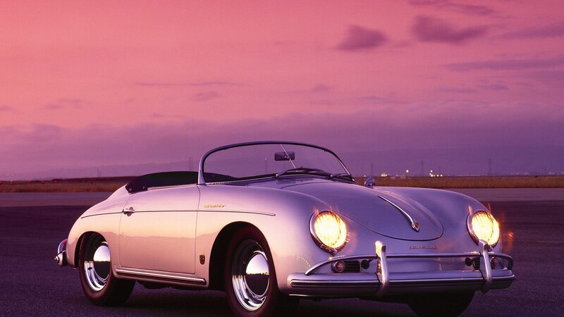 Classic Porsche 356 at sunset