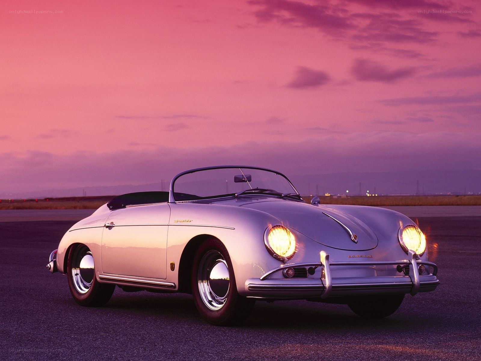 Classic Porsche 356 at sunset