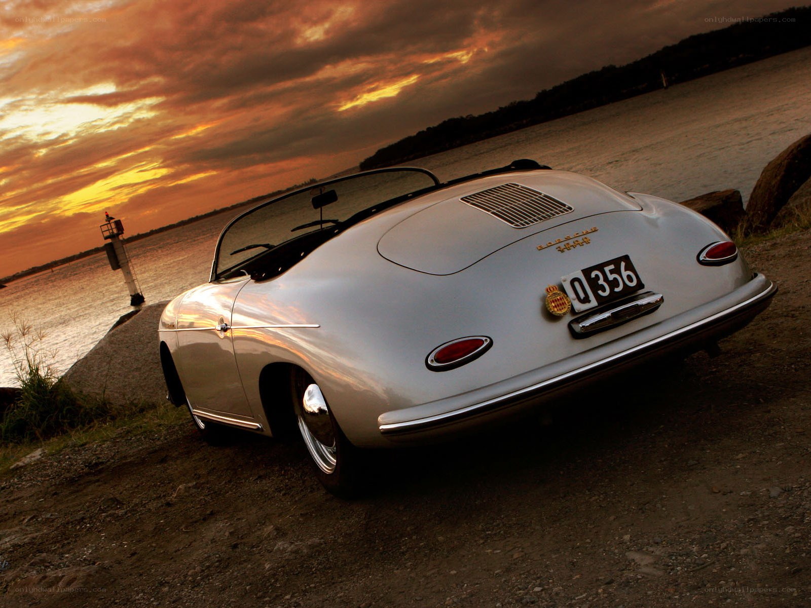 Classic Porsche at sunset