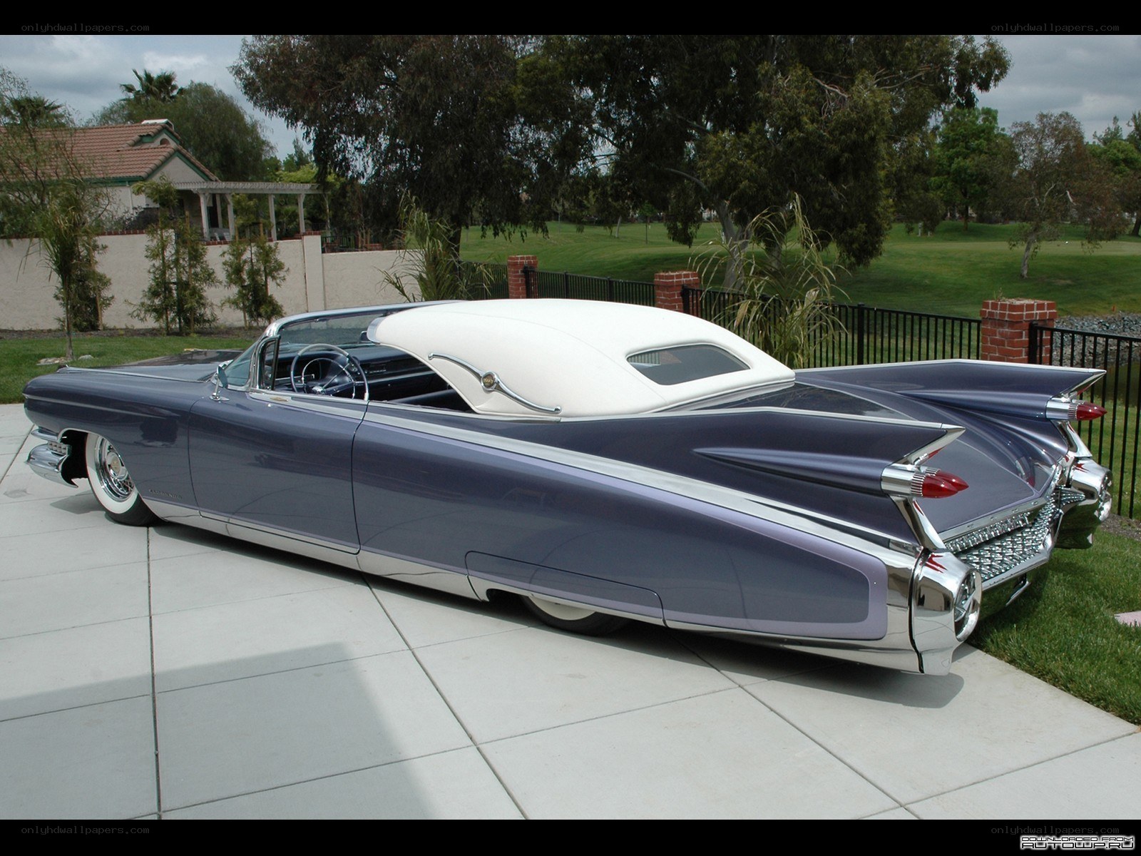 Classic purple Cadillac convertible