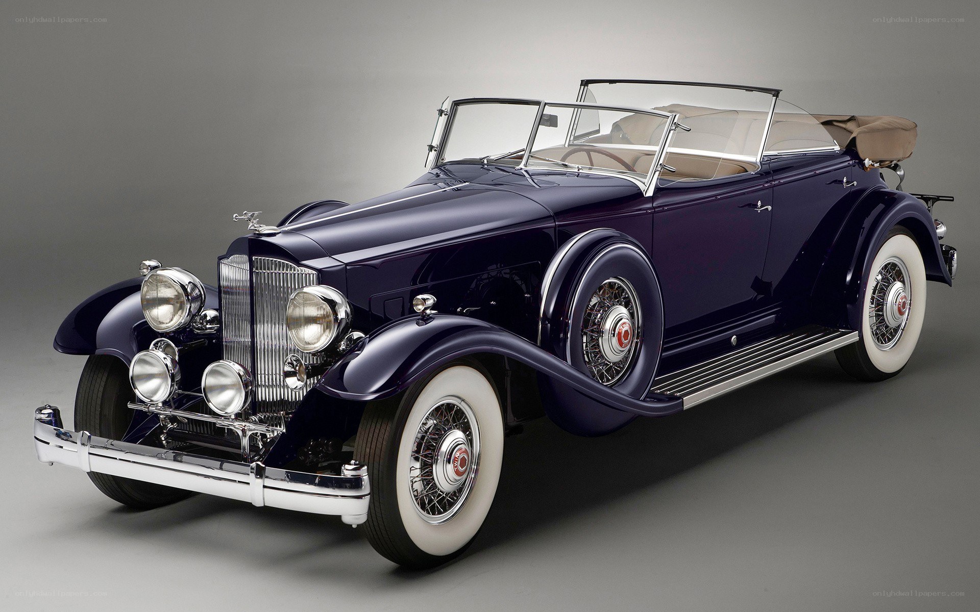 Classic purple convertible car
