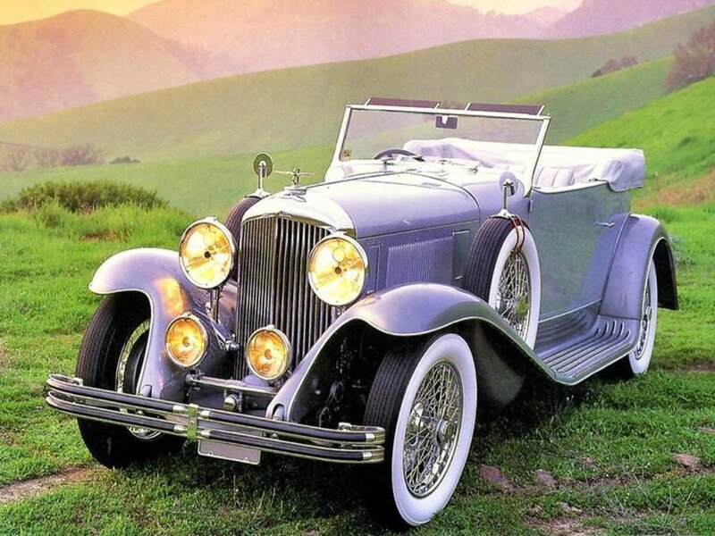 Classic purple convertible car