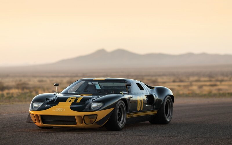 Classic race car on desert road