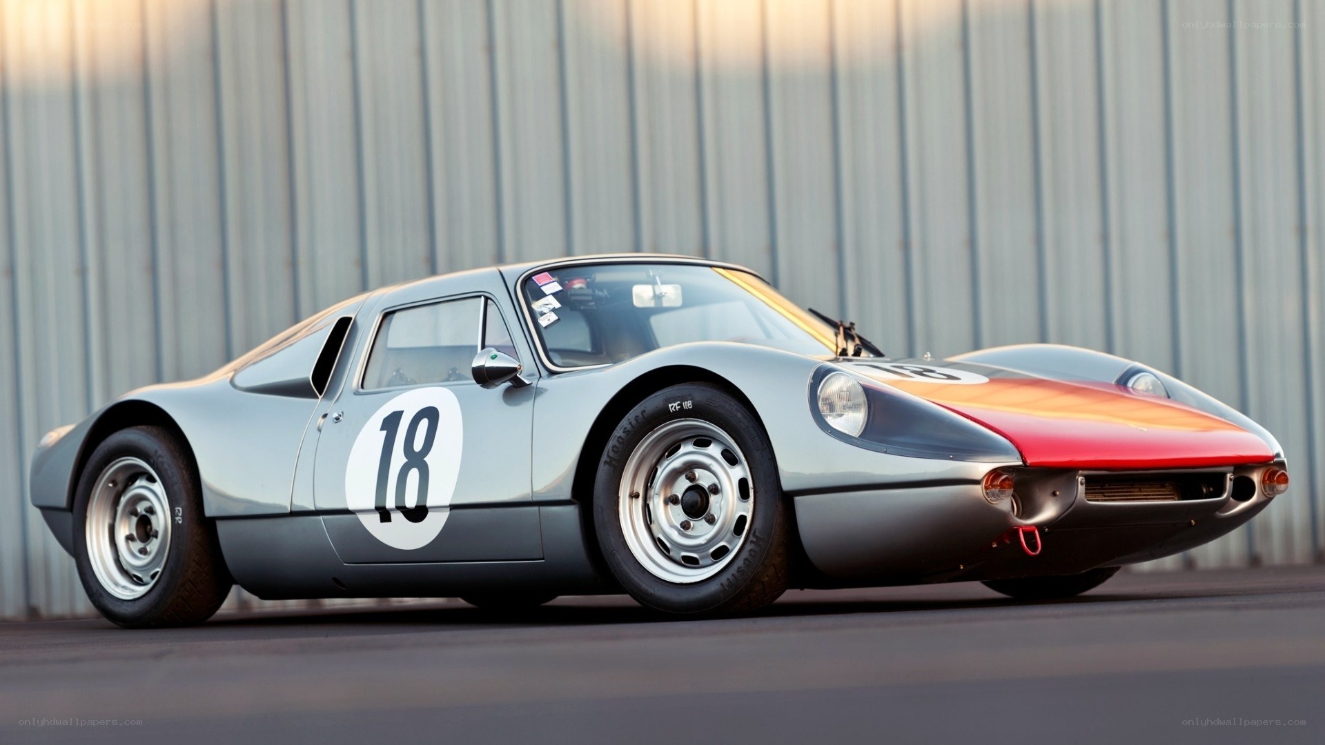 Classic race car with number 18