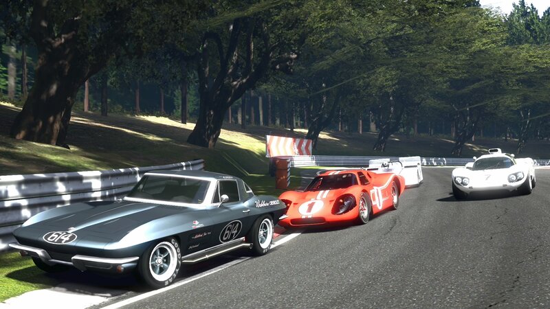 Classic race cars on track