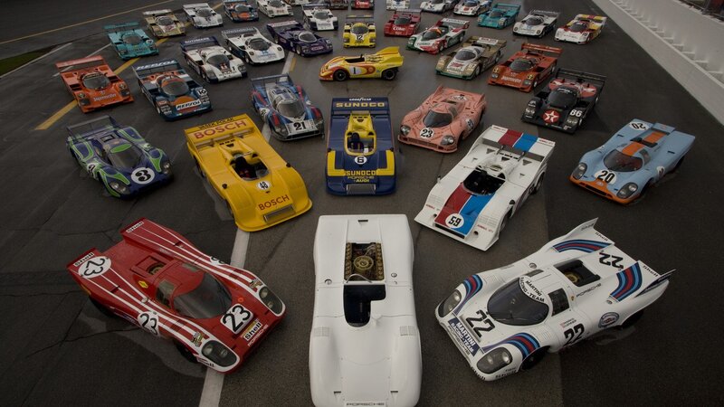 Classic race cars on track