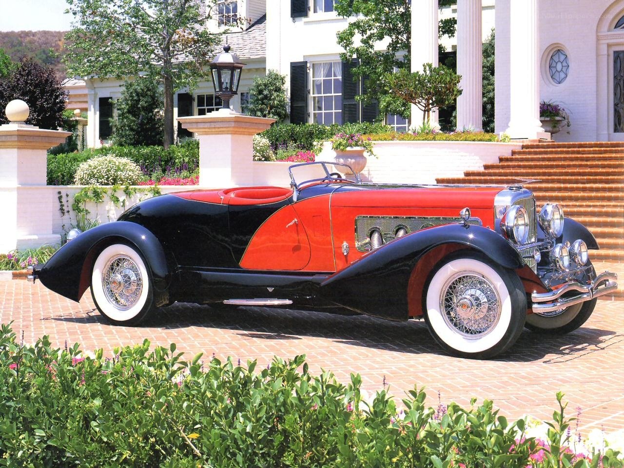 Classic red and black car