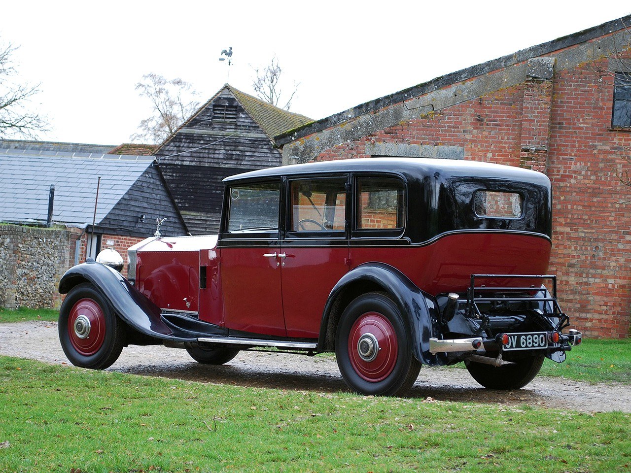 Classic red and black car