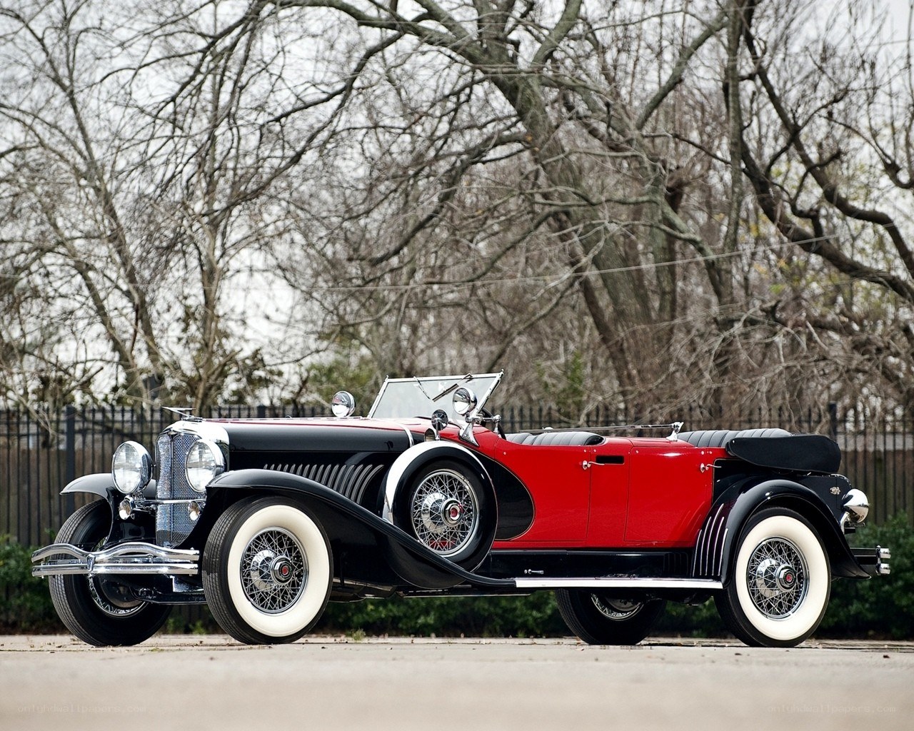 Classic red and black convertible
