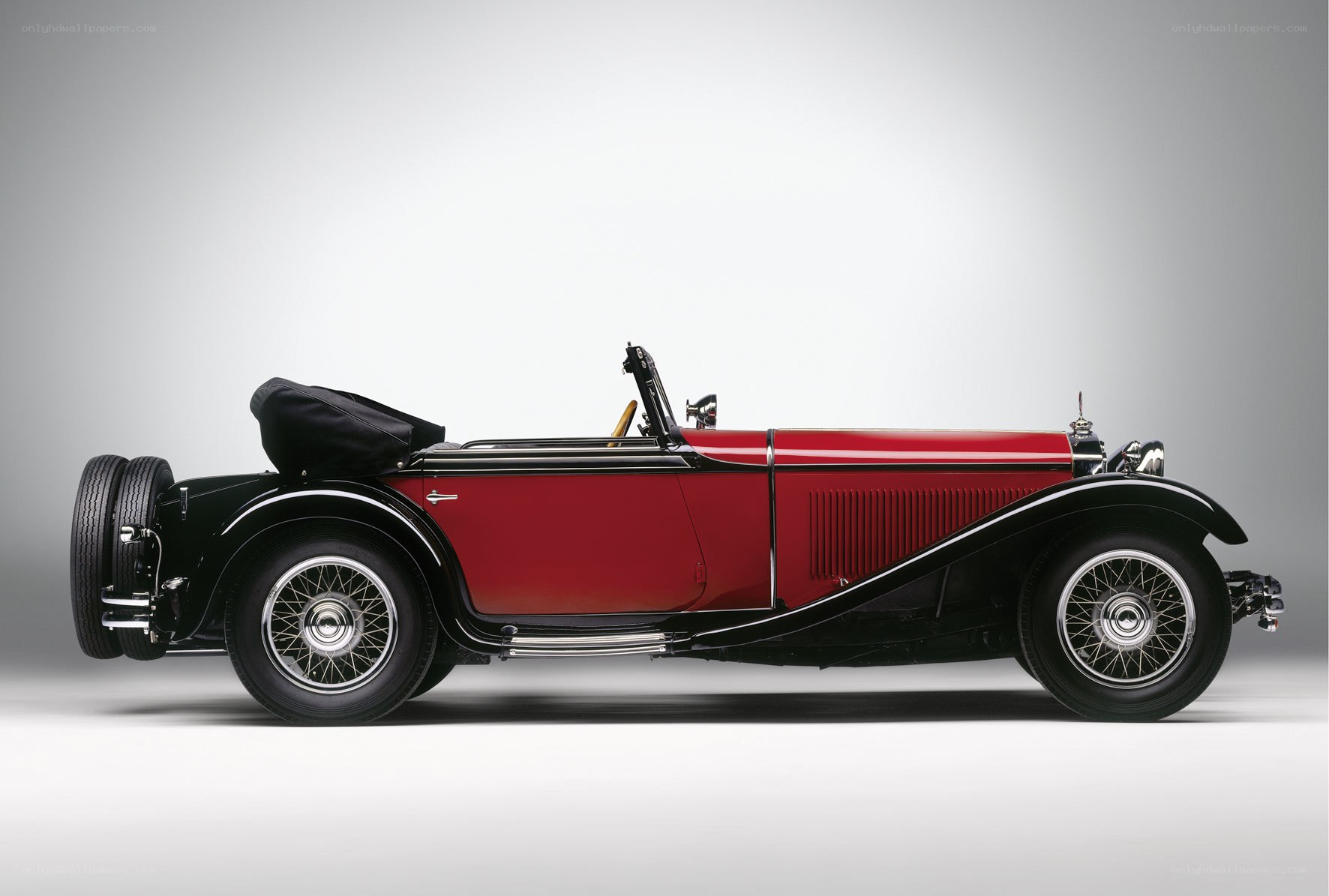 Classic red and black convertible