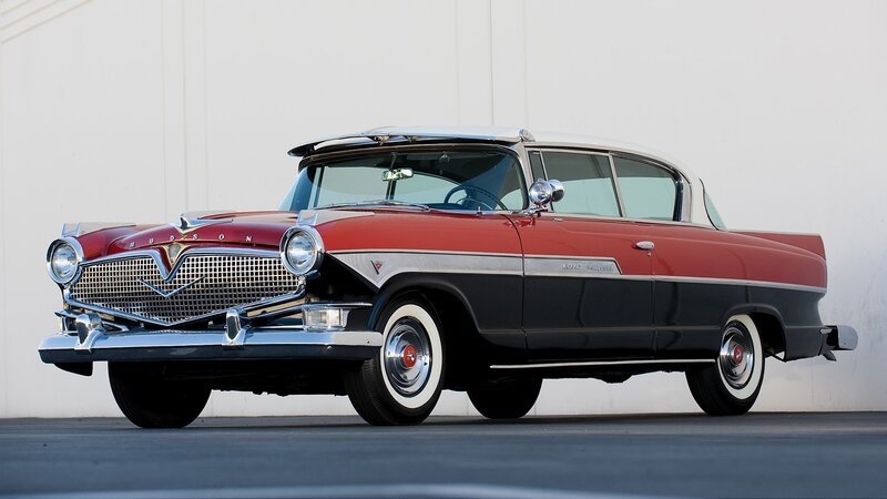 Classic red and black Hudson car