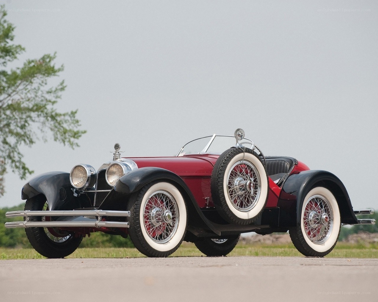 Classic red and black roadster