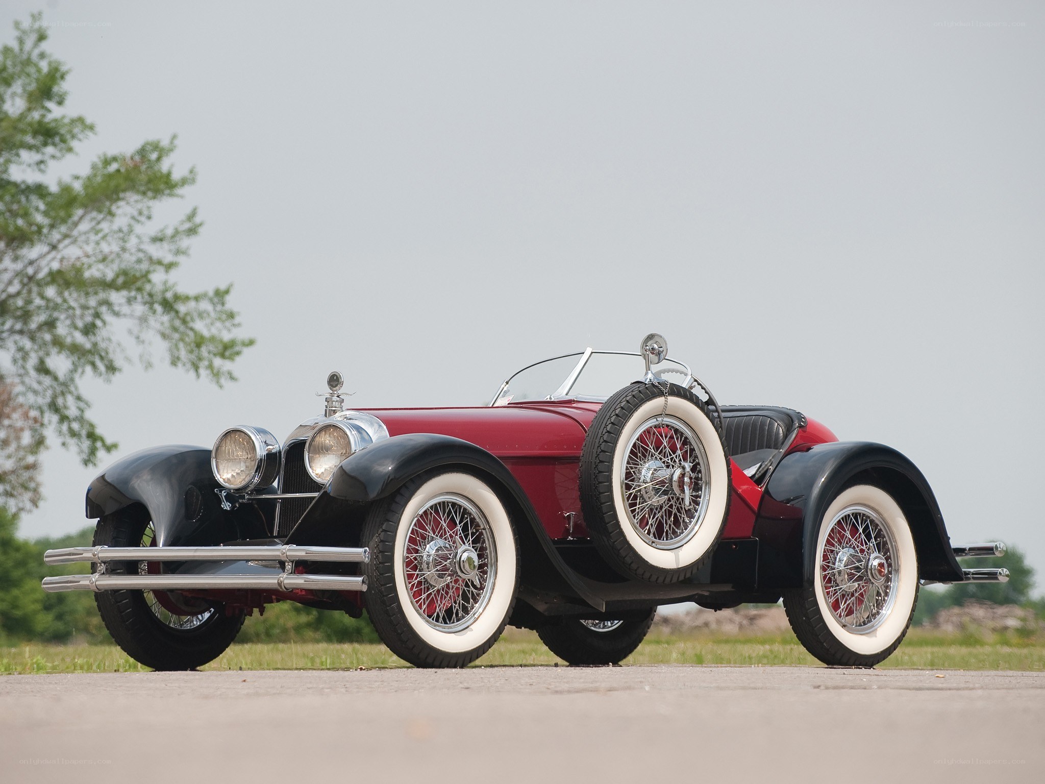 Classic red and black roadster