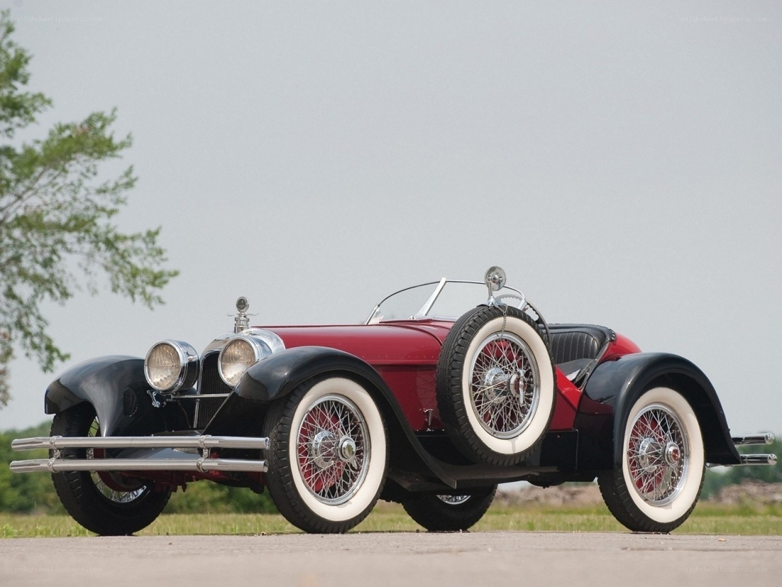 Classic red and black roadster