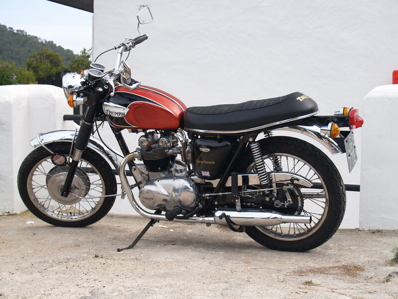 Classic red and black Triumph motorcycle
