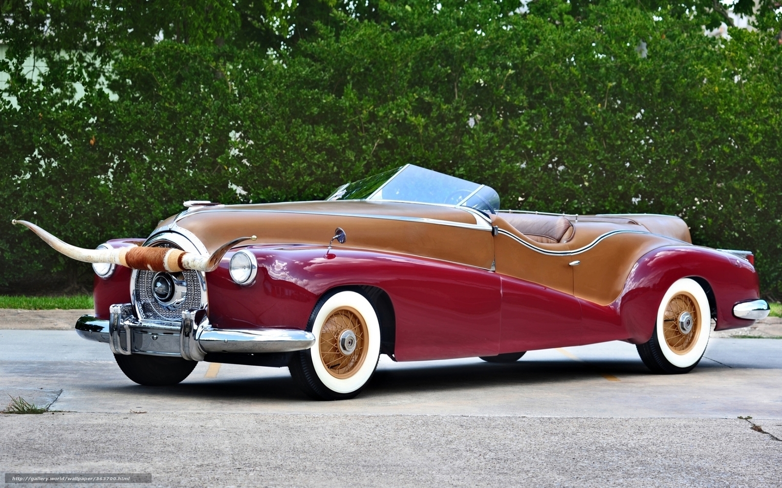 Classic red and brown convertible