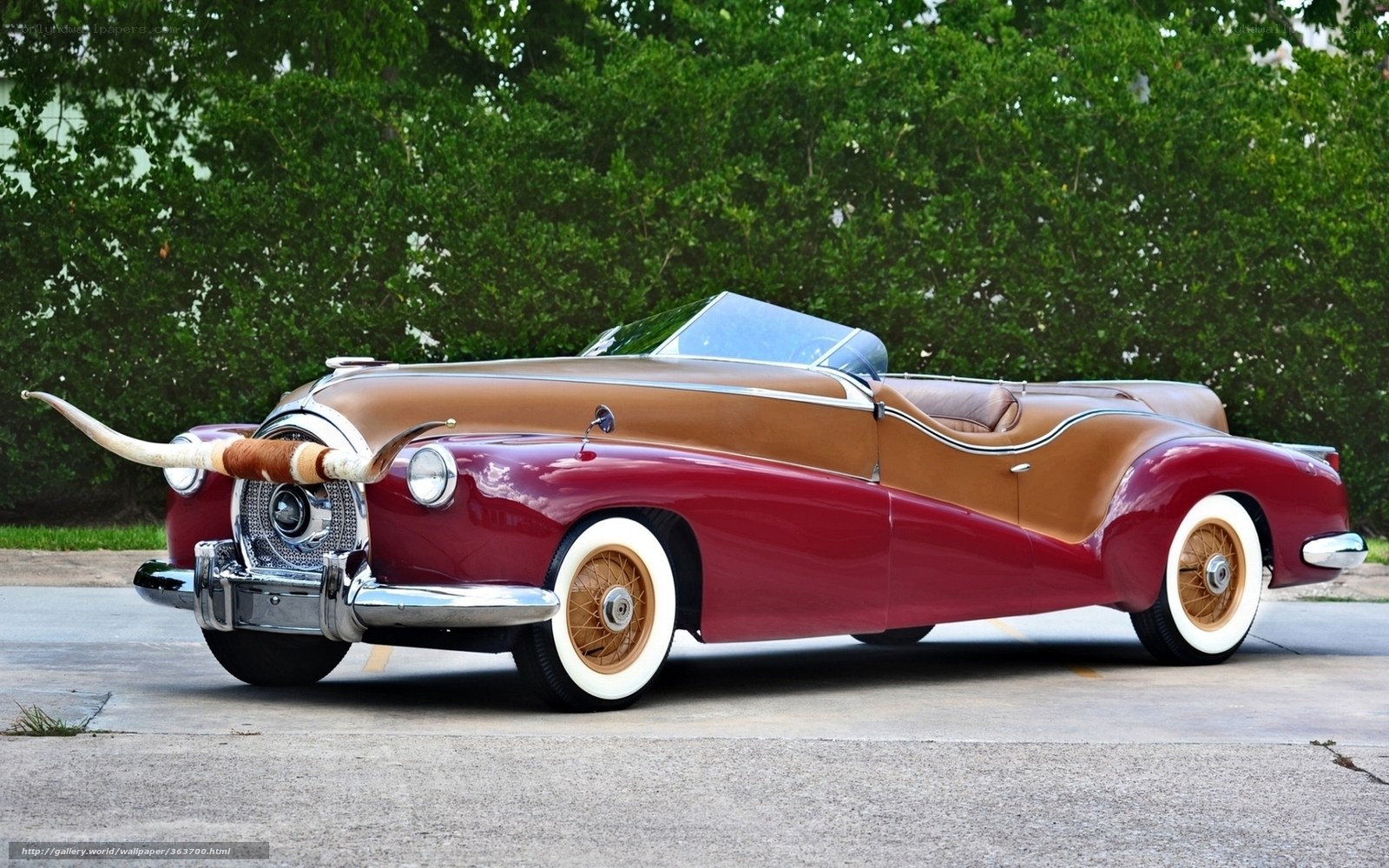 Classic red and brown convertible