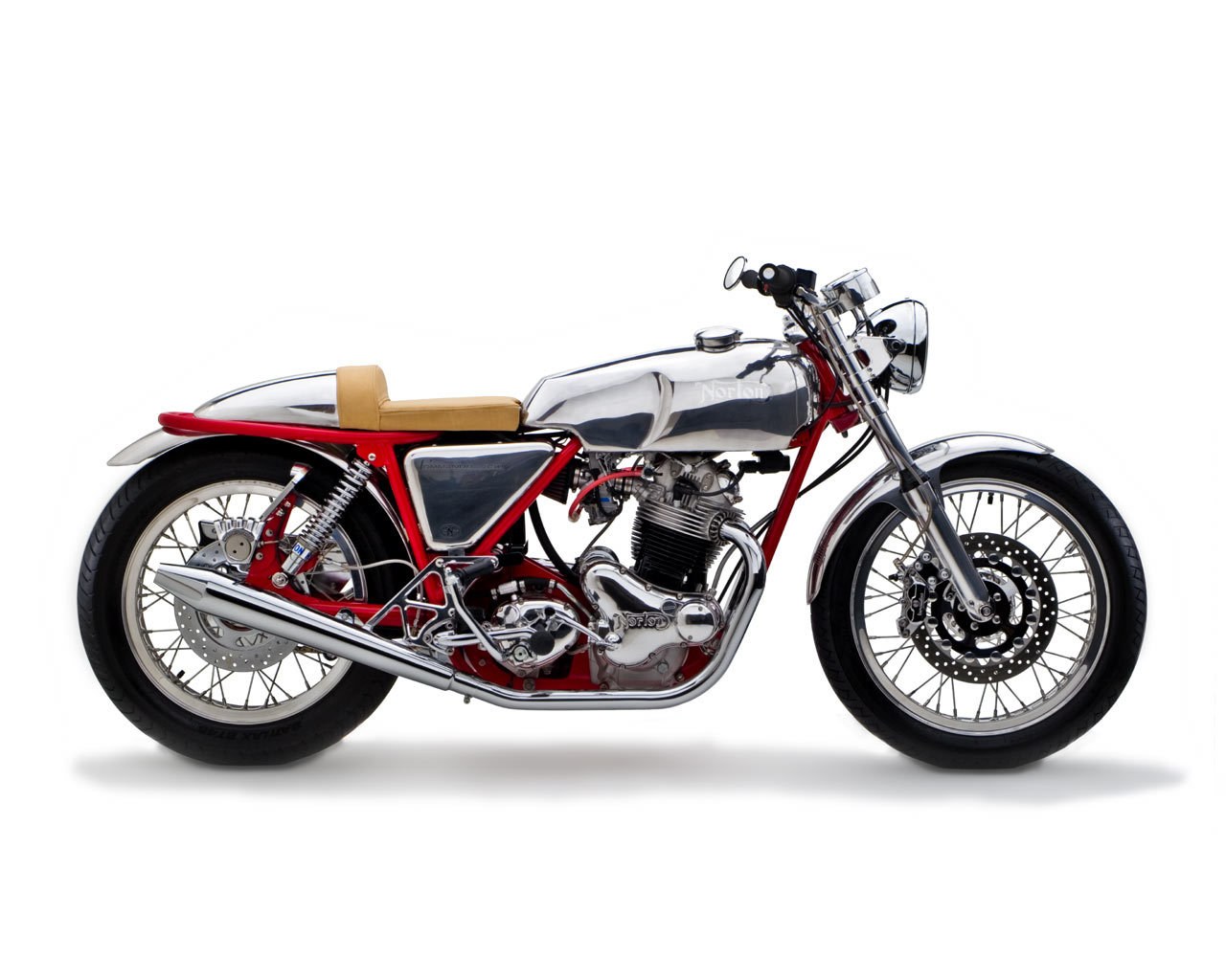 Classic red and chrome motorcycle