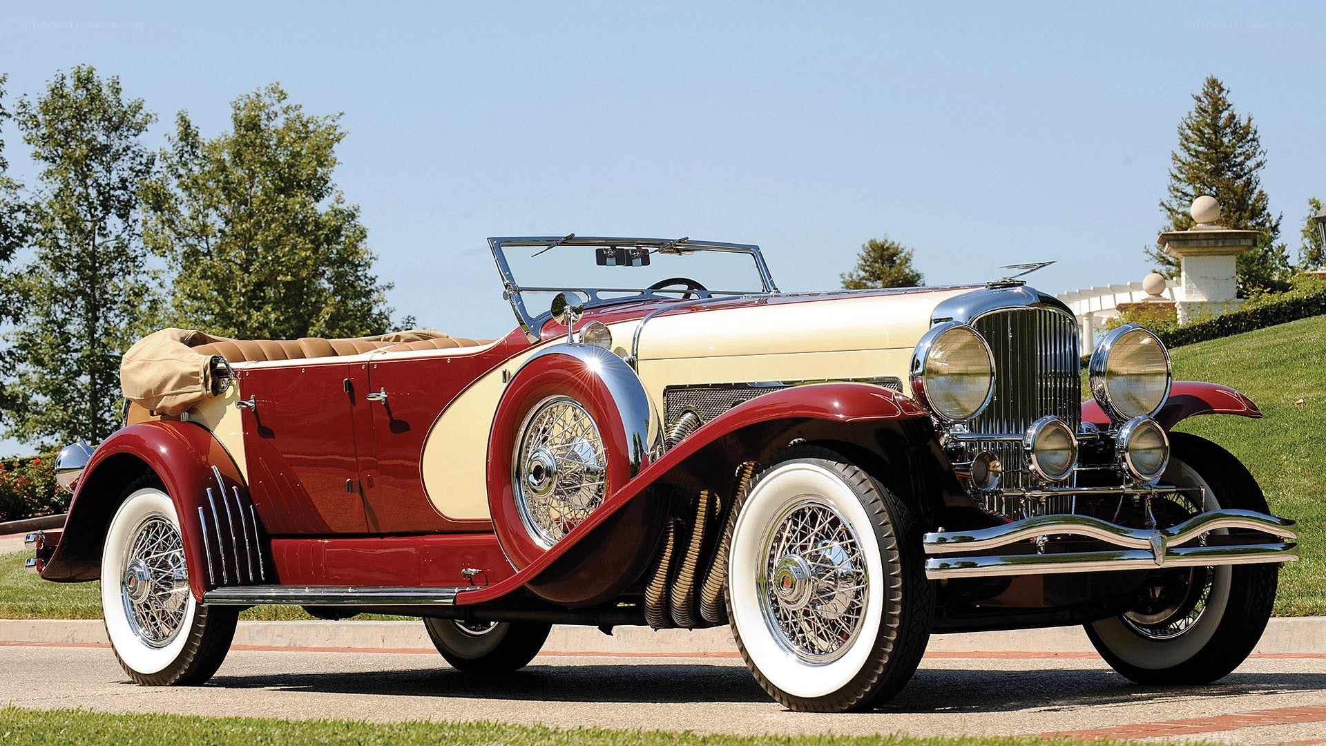 Classic red and cream convertible