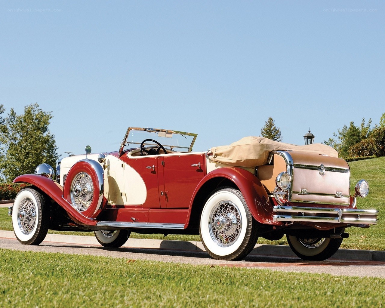 Classic red and cream convertible