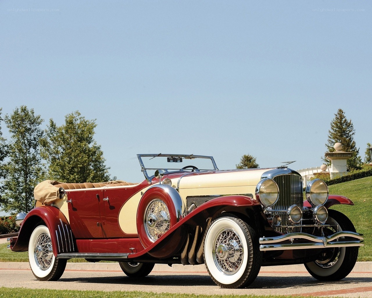 Classic red and cream convertible