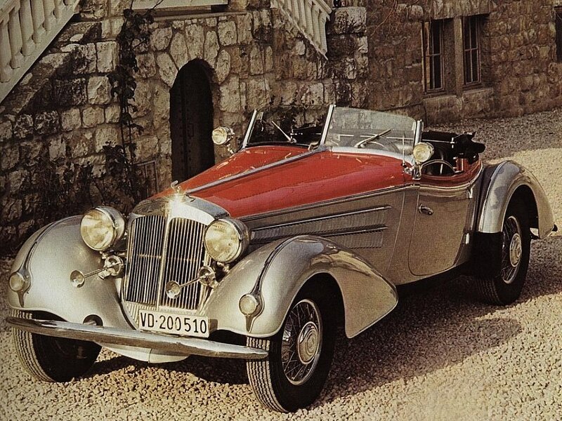 Classic red and silver convertible