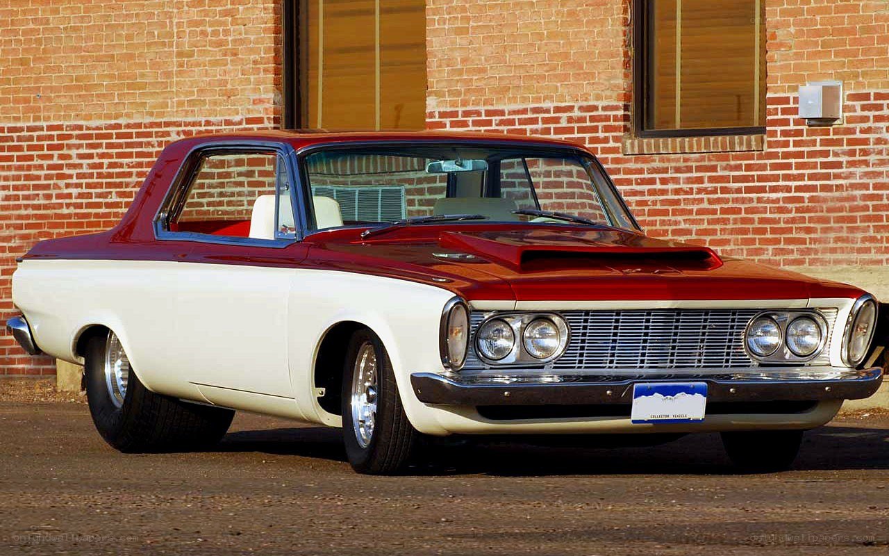 Classic red and white car