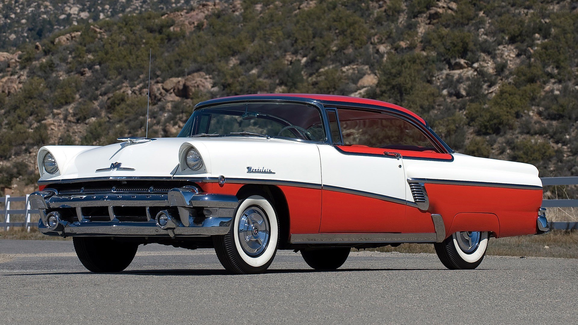 Classic red and white car
