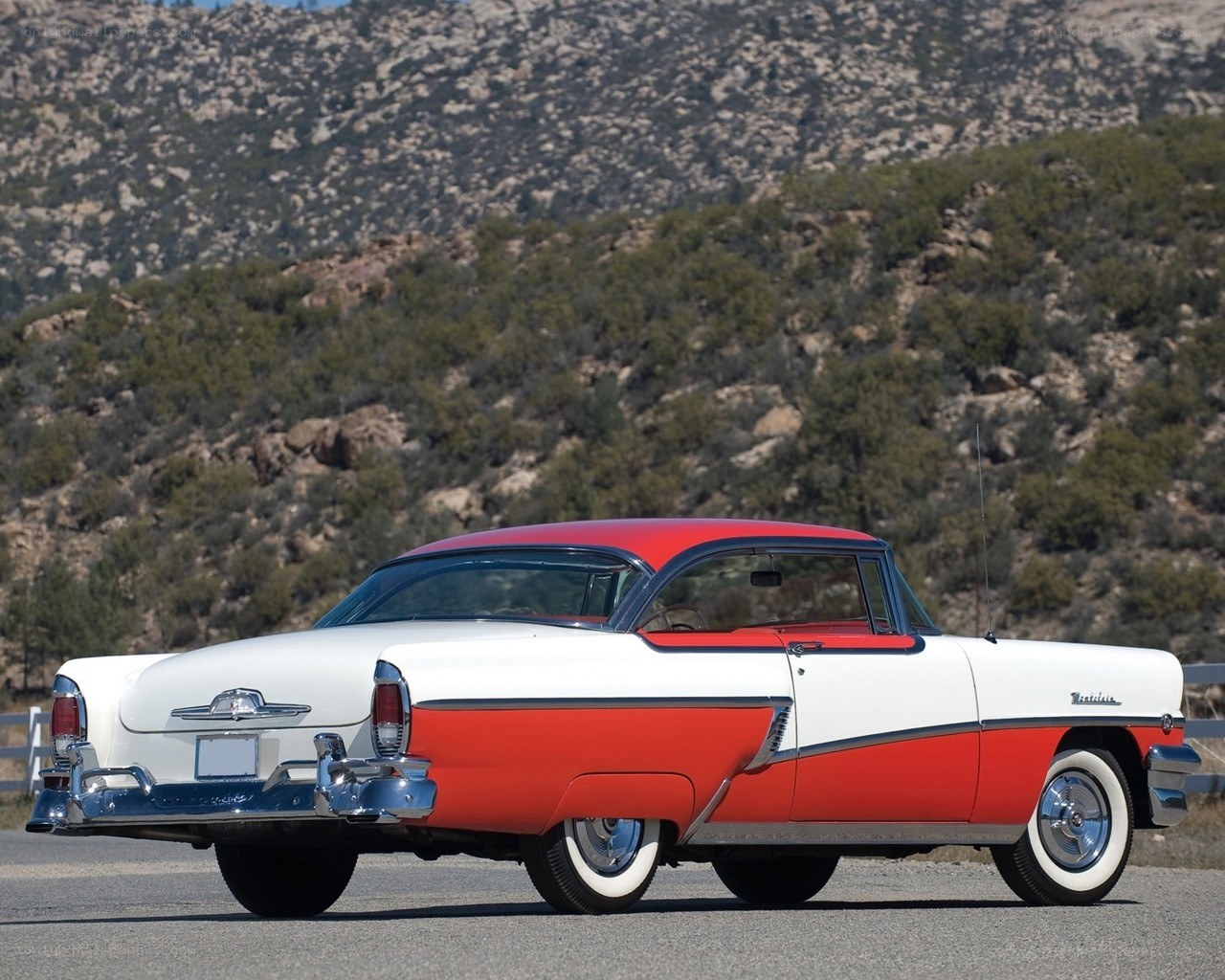 Classic red and white car