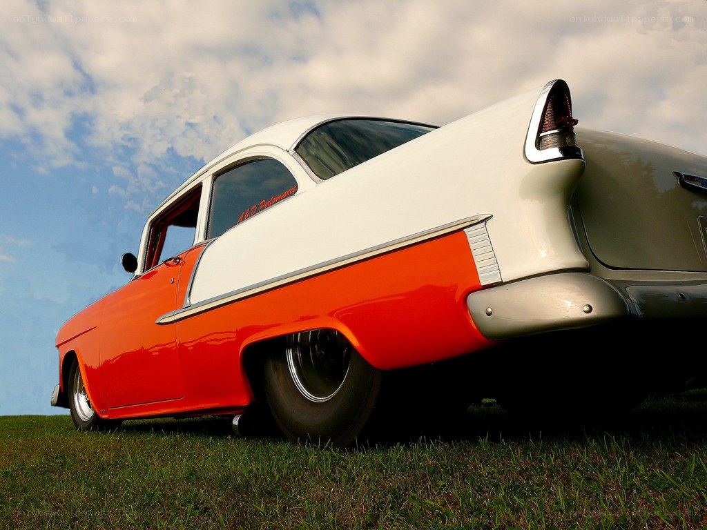 classic red and white car
