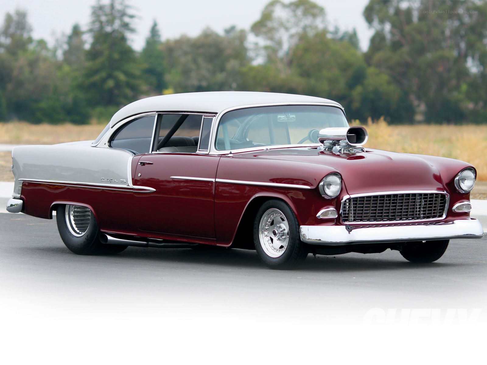 Classic red and white car